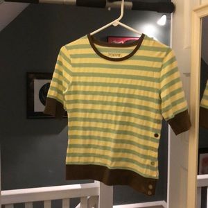 Fossil 3/4 sleeve striped shirt with button detail